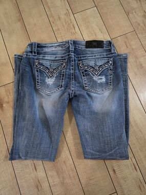 Miss Me Embellished Back Pocket Bootcut Jeans - Light Blue